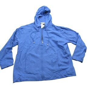 Villager Sport by Liz Claiborne Womens  Zip Up Hoodie Sweatshirt Blue Cotton  1X